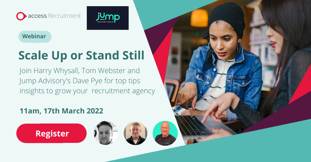 Scale-up or stand still webinar invitatiuon - grow your recruitment agency